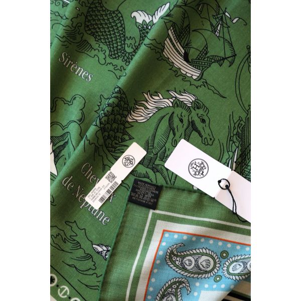 HERM Green Tatouages Marins Bandana Shawl 140