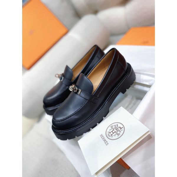 HERM Women's Icone Loafers in Black Calfskin