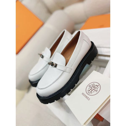 HERM Women's Icone Loafers in White Calfskin