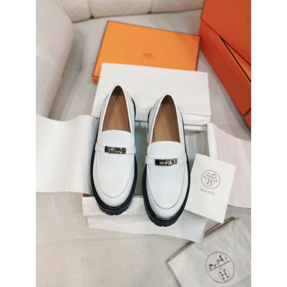 HERM Women's Icone Loafers in White Calfskin