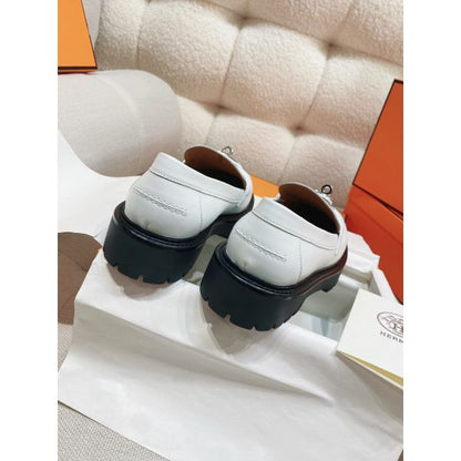 HERM Women's Icone Loafers in White Calfskin