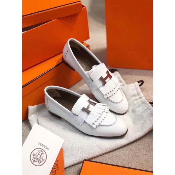 HERM Royal Loafers In White Calfksin