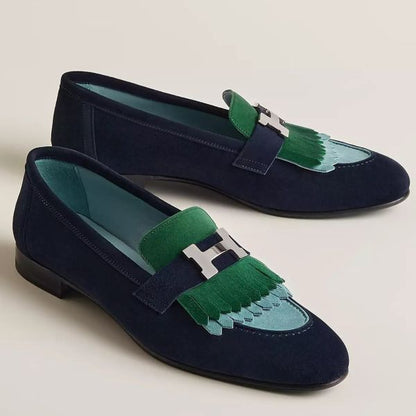 HERM Women's Royal Loafers in Multicolor Suede Leather