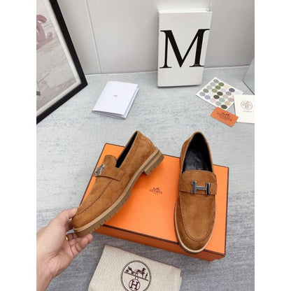 HERM Women's Faubourg Loafers in Brown Suede Leather