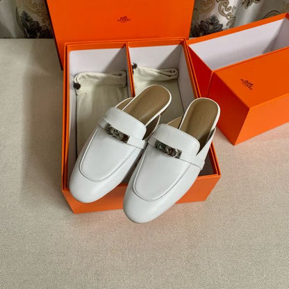 HERM Women's Oz Mules in White Leather