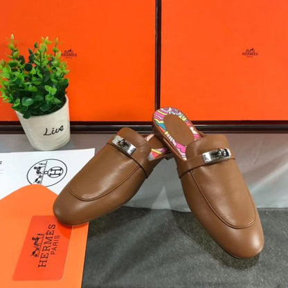 HERM Oz Mules In Brown Calfskin