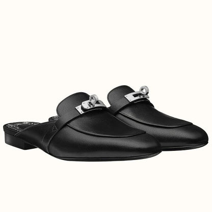 HERM Oz Mules In Noir Calfskin