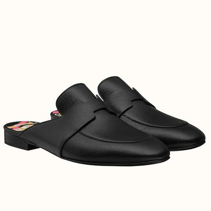 HERM Catena Mules In Black Calfskin
