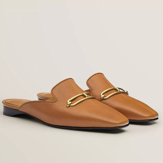 HERM Esmee Mules in Brown Calfskin