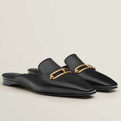 HERM Esmee Mules in Black Calfskin