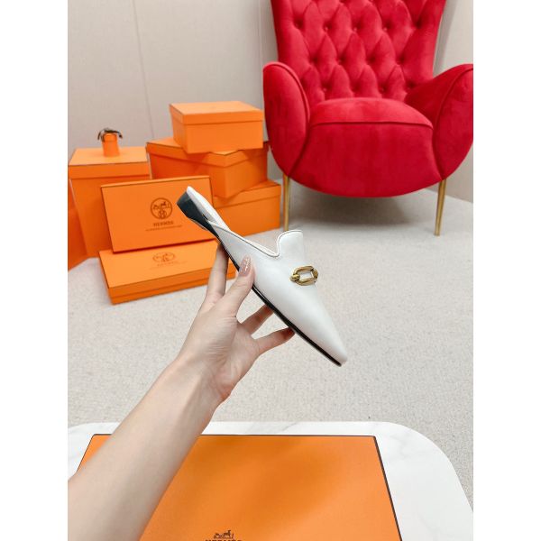 HERM Esmee Mules in White Calfskin