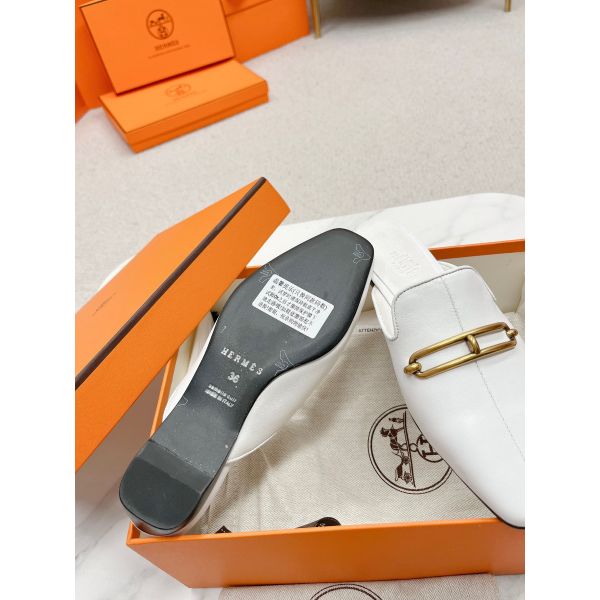 HERM Esmee Mules in White Calfskin