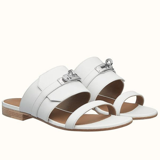 HERM Avenue Sandals In White Calfskin