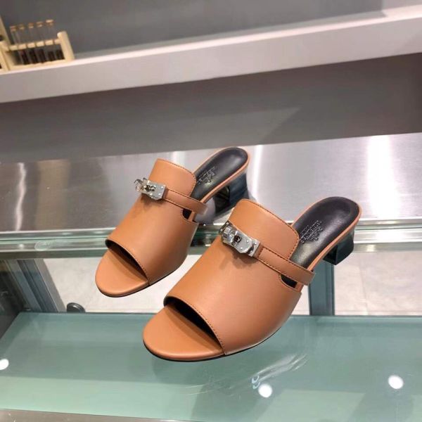 HERM Candy 40mm Sandals In Brown Calfskin