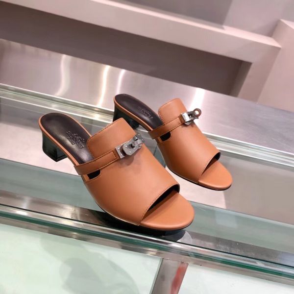 HERM Candy 40mm Sandals In Brown Calfskin