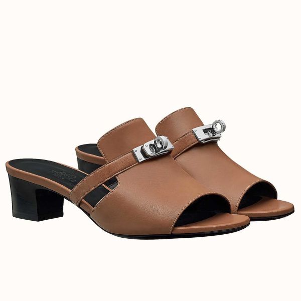 HERM Candy 40mm Sandals In Brown Calfskin