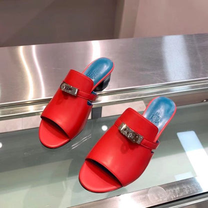HERM Candy 40mm Sandals In Red Calfskin