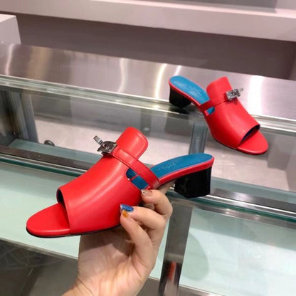 HERM Candy 40mm Sandals In Red Calfskin