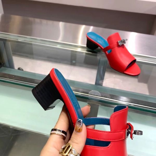 HERM Candy 40mm Sandals In Red Calfskin