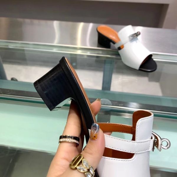 HERM Candy 40mm Sandals In White Calfskin