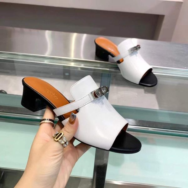 HERM Candy 40mm Sandals In White Calfskin