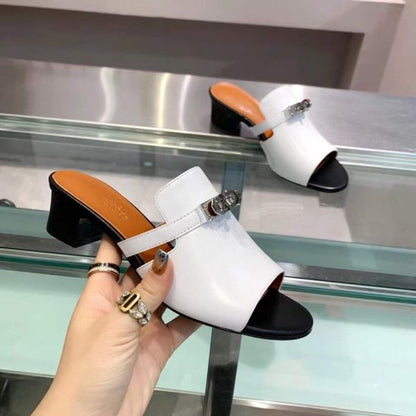 HERM Candy 40mm Sandals In White Calfskin