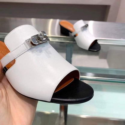 HERM Candy 40mm Sandals In White Calfskin