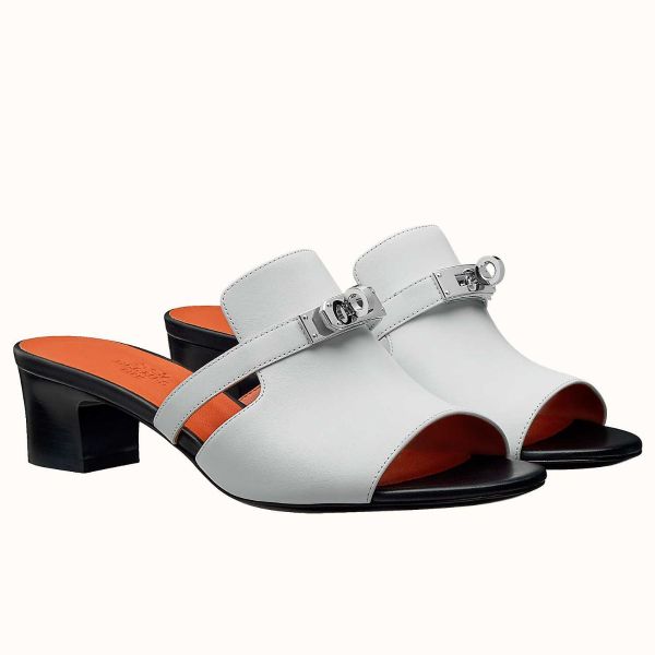 HERM Candy 40mm Sandals In White Calfskin