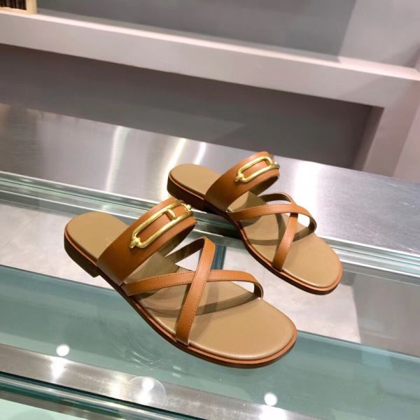 HERM Claire Sandals In Brown Calfskin