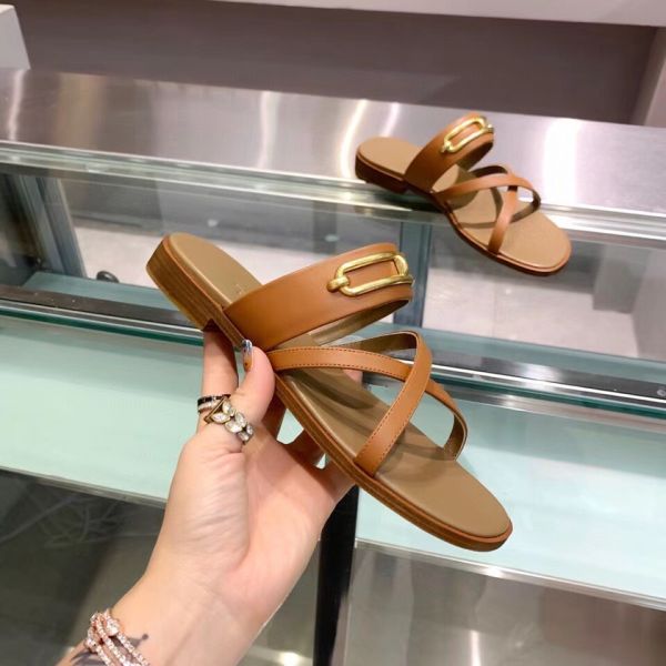 HERM Claire Sandals In Brown Calfskin