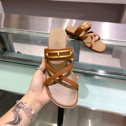 HERM Claire Sandals In Brown Calfskin