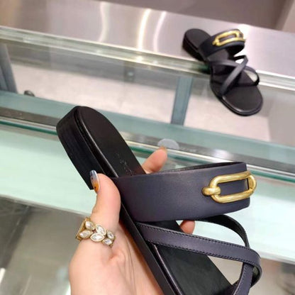 HERM Claire Sandals In Black Calfskin