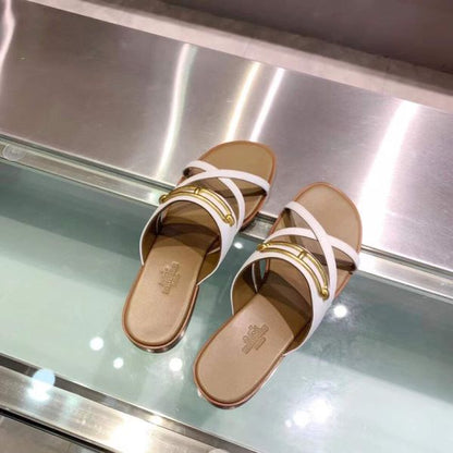 HERM Claire Sandals In White Calfskin