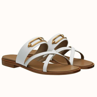 HERM Claire Sandals In White Calfskin