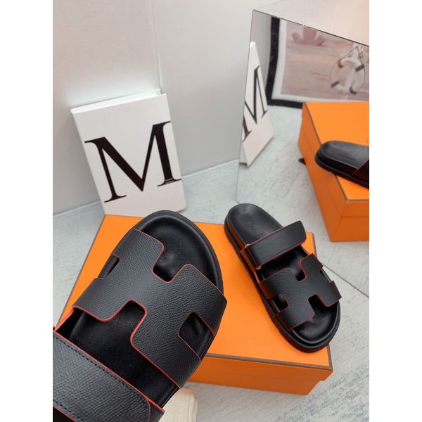 HERM Women's Chypre Sandals In Black Epsom Calfskin