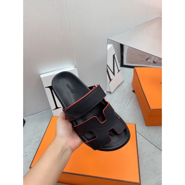 HERM Women's Chypre Sandals In Black Epsom Calfskin