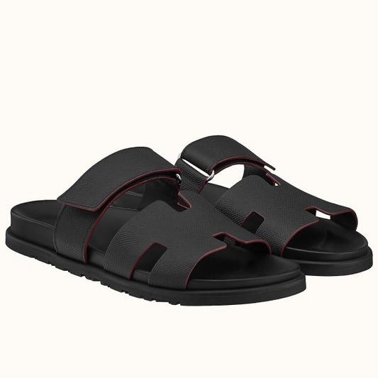 HERM Women's Chypre Sandals In Black Epsom Calfskin