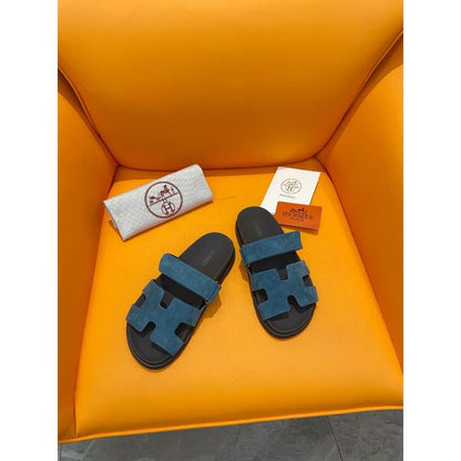 HERM Women's Chypre Sandals In Blue Suede Calfskin