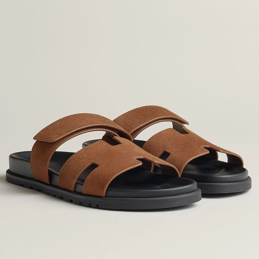 HERM Women's Chypre Sandals In Brown Suede Calfskin