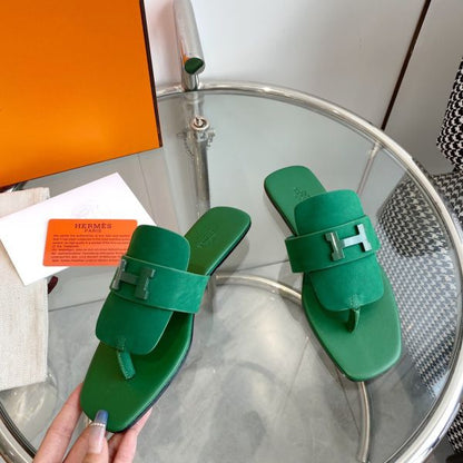 HERM Galerie Sandals In Green Suede Leather