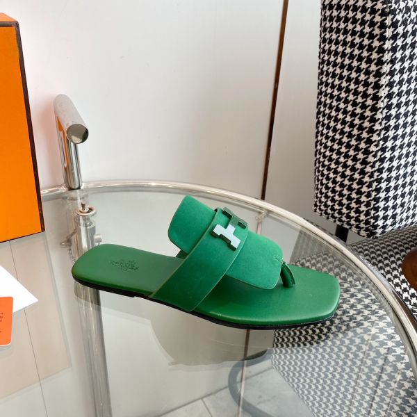 HERM Galerie Sandals In Green Suede Leather