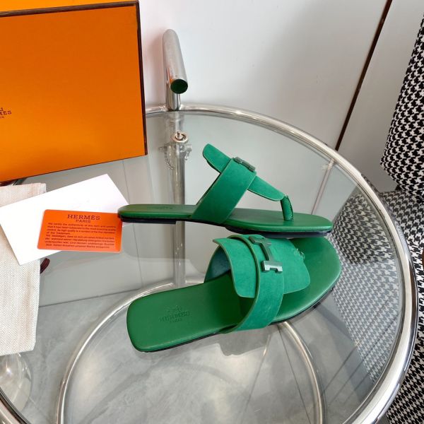 HERM Galerie Sandals In Green Suede Leather