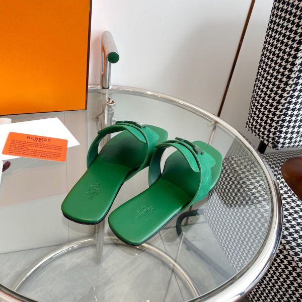 HERM Galerie Sandals In Green Suede Leather