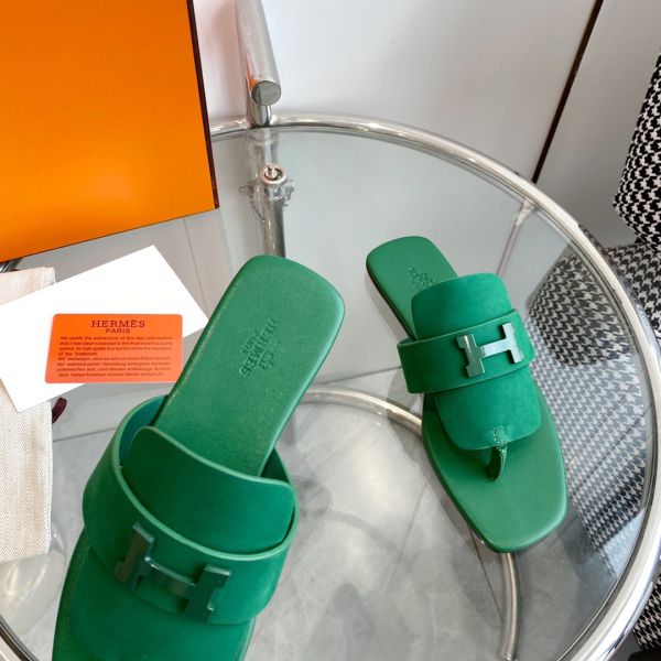HERM Galerie Sandals In Green Suede Leather