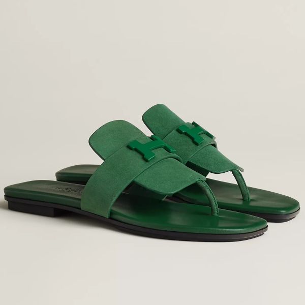 HERM Galerie Sandals In Green Suede Leather