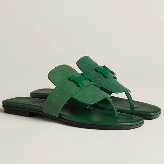 HERM Galerie Sandals In Green Suede Leather