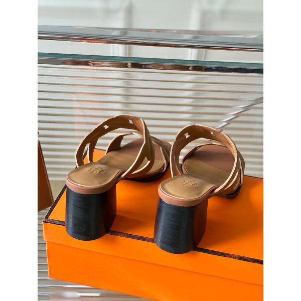 HERM Gaby Sandals 60mm in Brown Nappa Leather