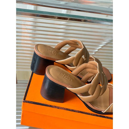 HERM Gaby Sandals 60mm in Brown Nappa Leather