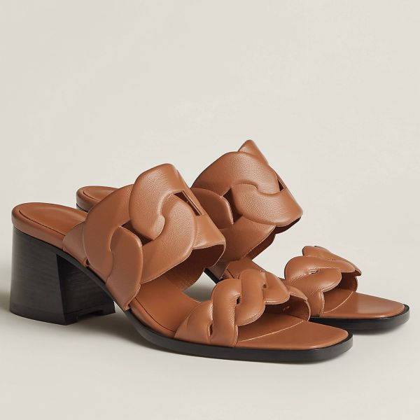 HERM Gaby Sandals 60mm in Brown Nappa Leather