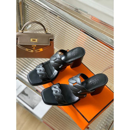 HERM Gaby Sandals 60mm in Black Nappa Leather